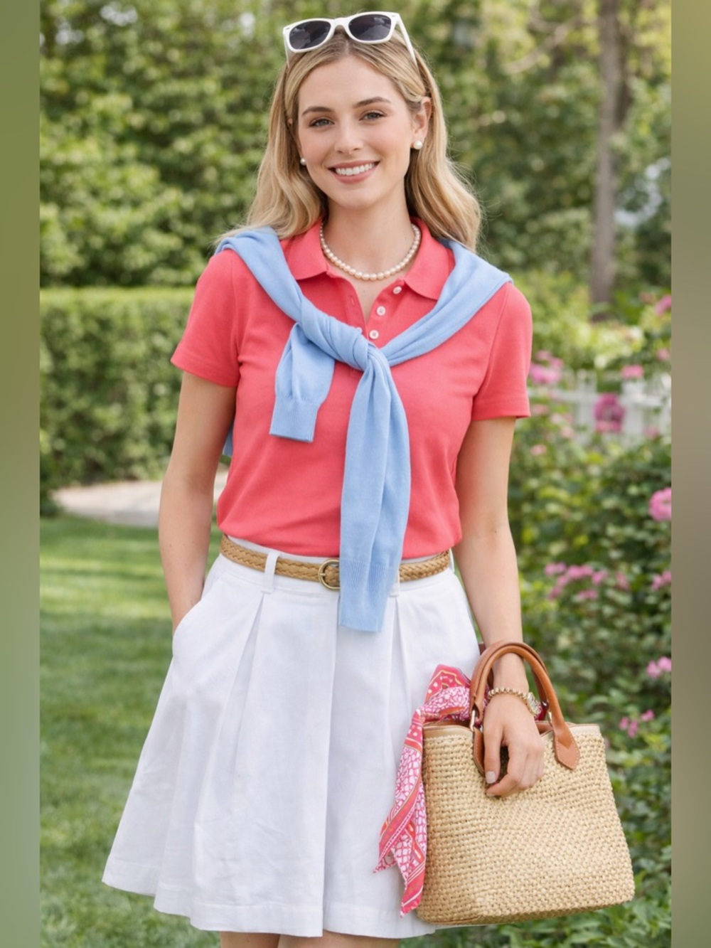 Lands' End Women's Coral Pink Short-Sleeve Polo Size S (6-8) | Spring | Golf